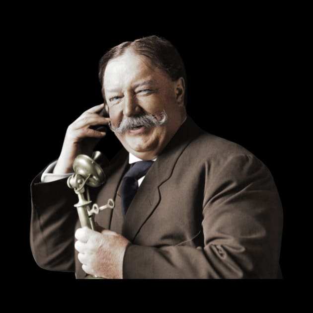 William Howard Taft Smiling During A Telephone Call - 1908 - Colorized by warishellstore