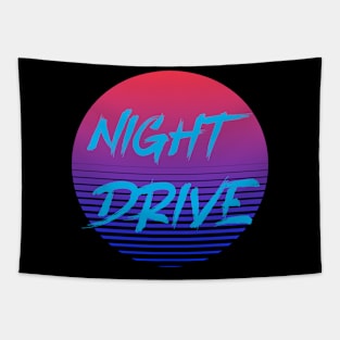 Night Drive Retro Retrowave Neon Tapestry