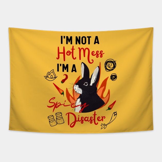 Funny Rabbit Meme Naughty Rex Bunny is A Hot Mess I Am A Spicy Disaster Tapestry by Mochabonk