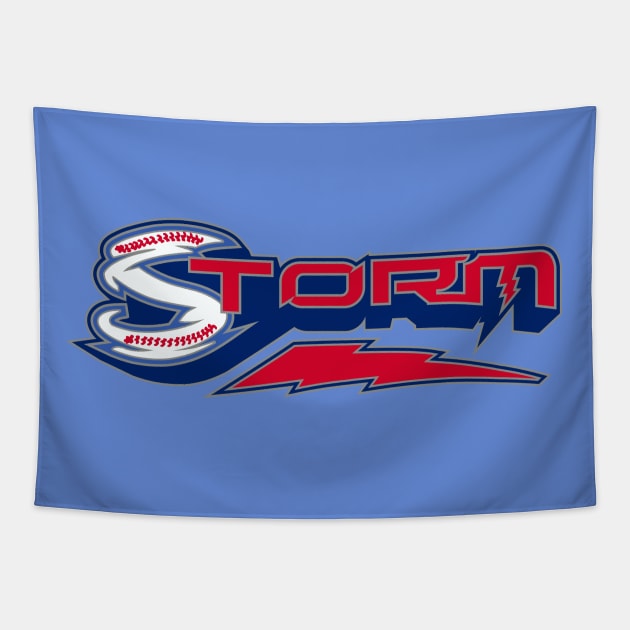 Storm Baseball Tapestry by DavesTees