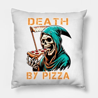 Death by Pizza T-Shirt – Grim Reaper Foodie Tee Pillow