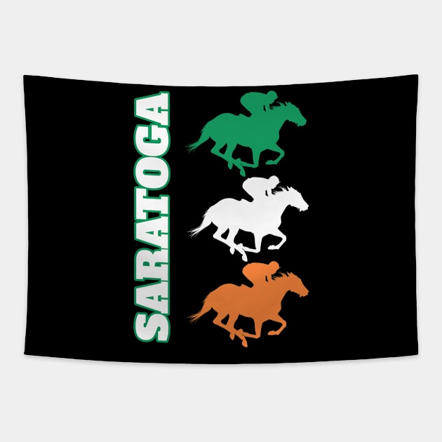 Saratoga Springs Horse Racing Tapestry by sewandtell