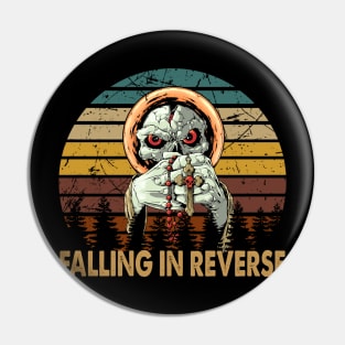 skull retro vintage falling in reverse tour text white black shirt gift fans logo text Pin