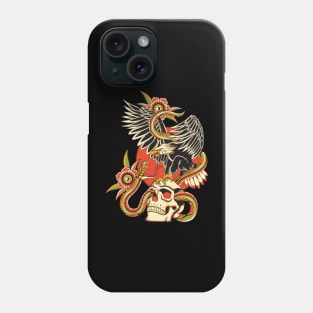 Snake eagle and skull Phone Case