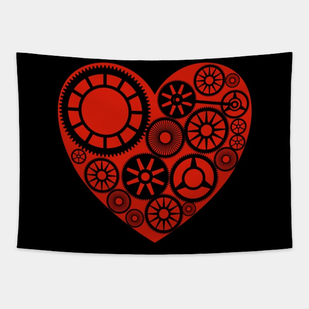 Heart Wheel Gears Engineer Tapestry by Miozoto_Design