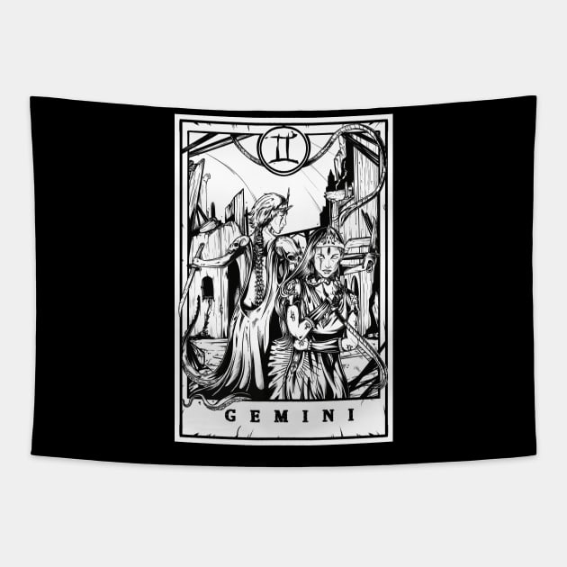 Gemini Zodiac Tarot Tapestry by Scottconnick