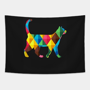 Geometric Cats, Rainbow, Squares, Checkered, Colorful, Tapestry