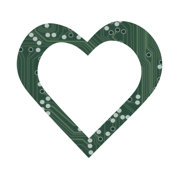 Green Circuit Board Heart by WarriorWoman