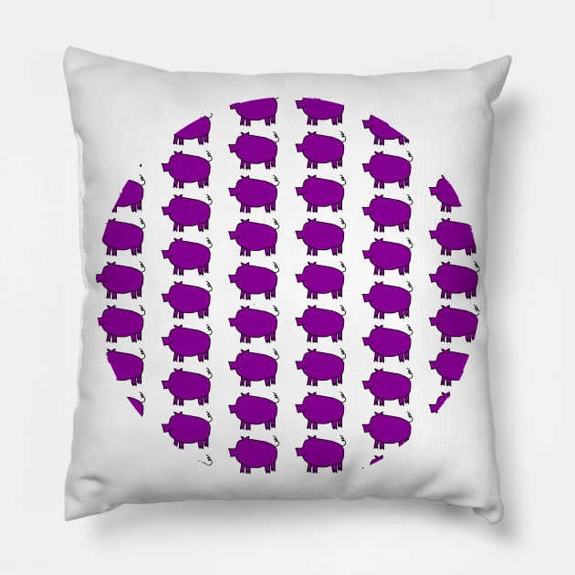 Purple Pig Pattern Pillow by ellenhenryart