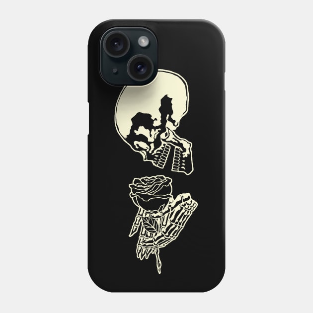 Skull and Rose Ink Art Tattoo Retro White Phone Case by ebayson74@gmail.com