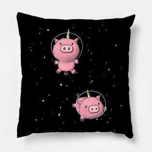 Space Pig Unicorns are floating through the Galaxy Pillow