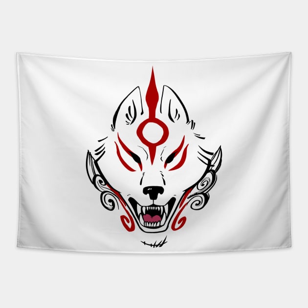 Okami Amaterasu (Plain White) Tapestry by Eevachu