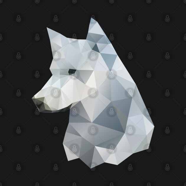 Dramabite Low-poly polygon grey wolf geometric minimal illustration by dramabite