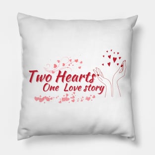 Romantic Tale Design: Two Hearts, One Epic Love Story Pillow