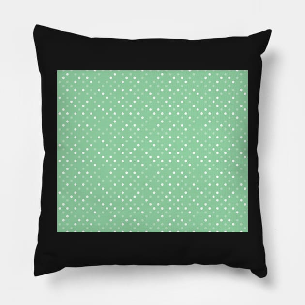 Green White Polka Dots Cute Pattern Pillow by gillys