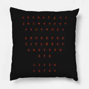 Orange Typewriter Letters and Numbers Pillow