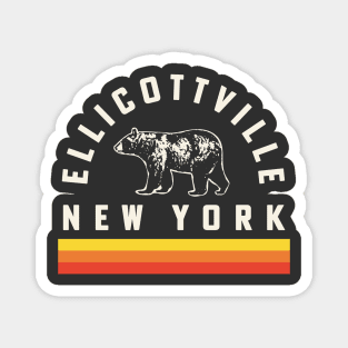 Ellicottville New York Souvenir Retro Vintage Stripes Bear Magnet