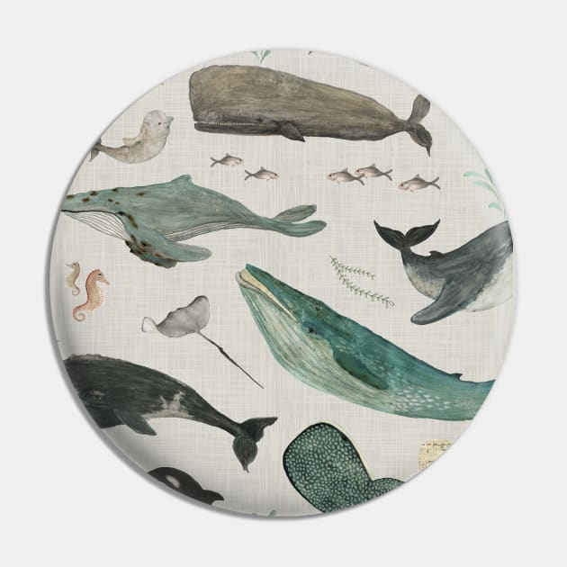 Whale (gray) Pin by katherinequinnillustration