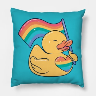 Cute LGBT Rainbow Rubber Ducky Pillow