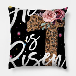 He has Risen Easter Day Jesus Cross Leopard Plus Size Pillow