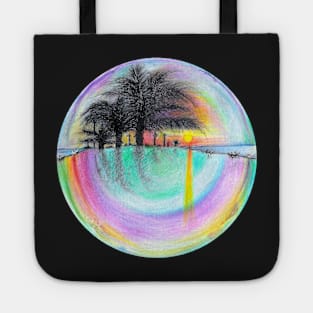 Sunset Reflection Through Rainbow Bubble Tote
