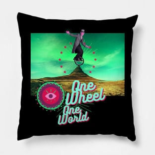 One World Einrad Kunst Artist Zirkus Design Pillow