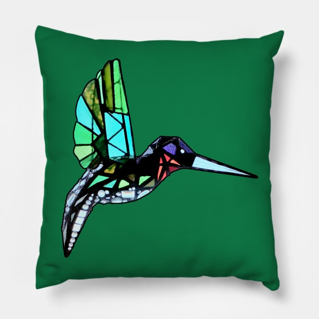 Stained Glass Hummingbird Pillow by Zodiart