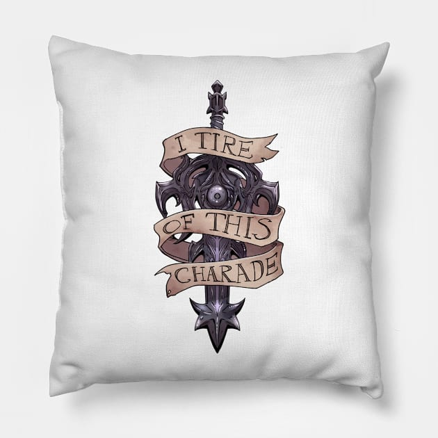 I Tire of This Charade Pillow by rbillustration