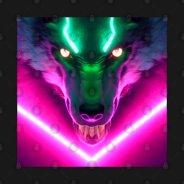 Neon wolf by Visualityofai