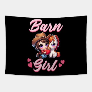 Barn Girl I Equestrian Pony Horse Fan Tapestry