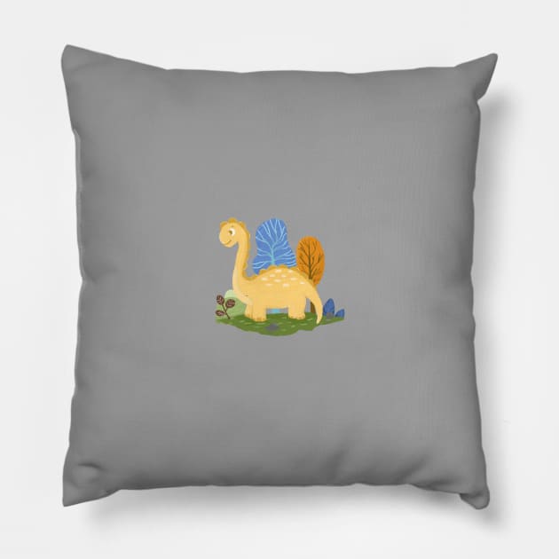 happy dino Pillow by emalalita