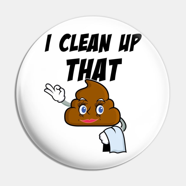 Poop Emoji - Clean Up that @#@# Pin by 2COOL Tees