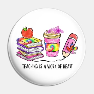 Teacher Books and Coffee Cup Heartfelt Teaching Motivation Pin