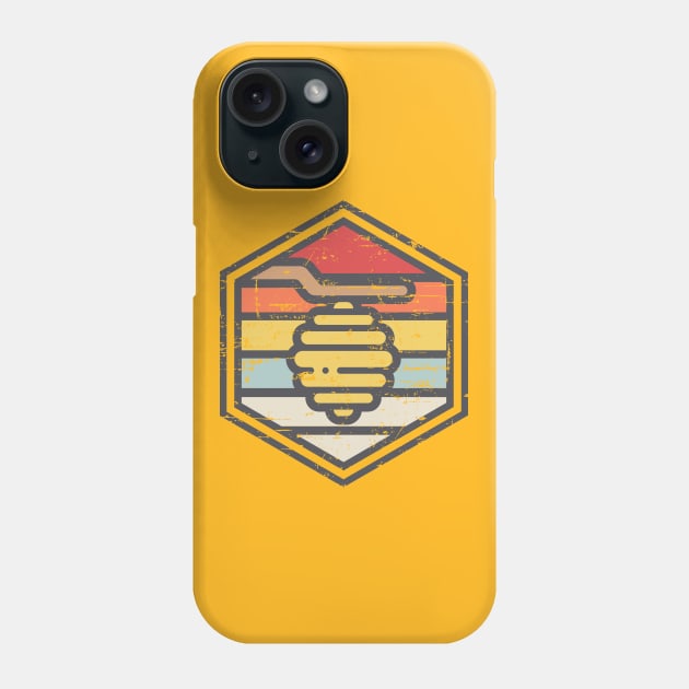 Retro Badge Beehive Light Phone Case by rojakdesigns