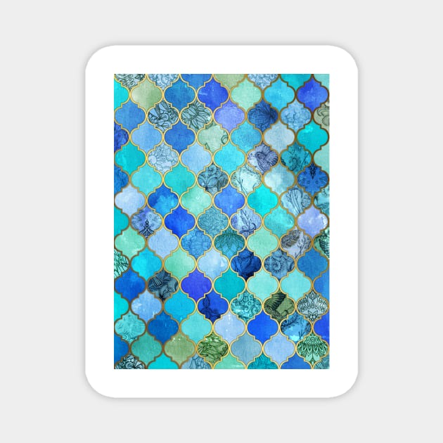 Cool Jade & Icy Mint Decorative Moroccan Tile Pattern Magnet by micklyn