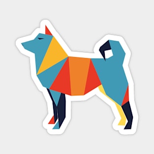 Geometric Colorful Dog Abstract Retro Design Abstract Animal Magnet