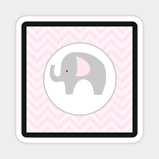 Mod Gray Elephant - Pink and Gray Chevron Magnet