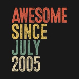 Awesome Since July 2005 15th Birthday Gifts 15 Year Old T-Shirt