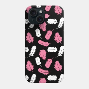 Pink and White feathers pattern Phone Case