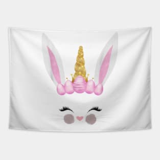 Girls Unicorn Easter Bunny Face Bunnicorn Egg Hunt Tapestry