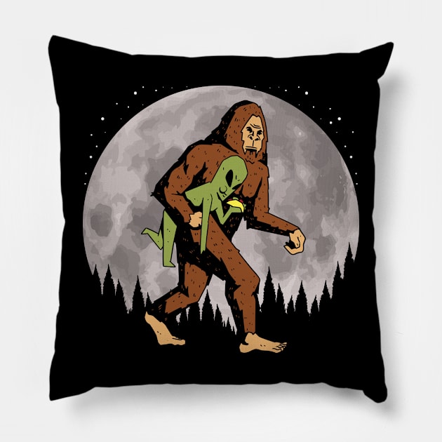 Bigfoot Alien Moon Pillow by Tesszero