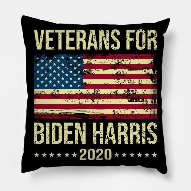 Veterans for Biden Harris 2020 USA Flag Vintage Pillow by EmmaShirt