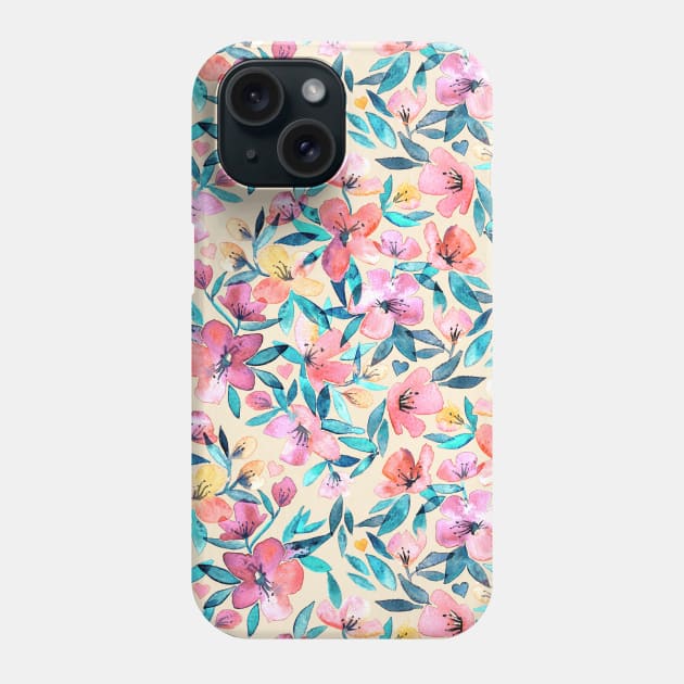 Peach Spring Floral in Watercolors Phone Case by micklyn