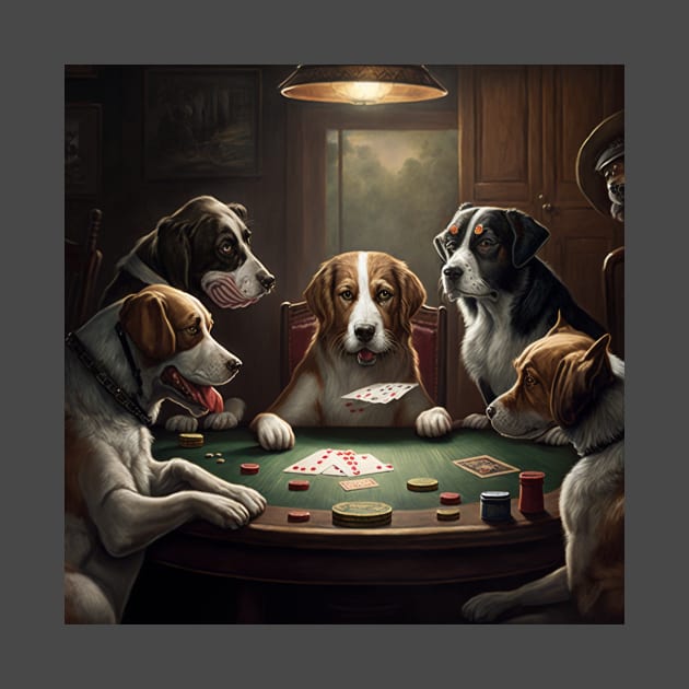 Funny Dogs Playing Poker by C.M. Coolidge illustration by KOTYA