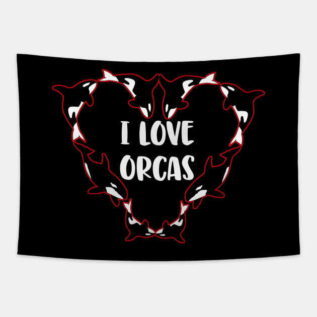 I Love Orcas Killer Whale Sea Panda Ocean Friends Tapestry by Rosemarie Guieb Designs