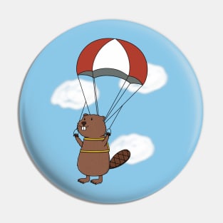 Parachuting Beaver Pin