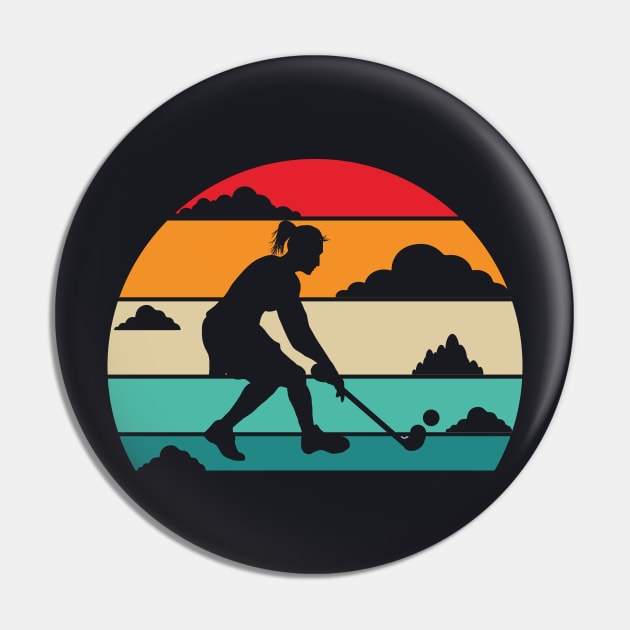 Retro Field Hockey Girl Hockey Player Gift T-Shirt Pin by Upswipe.de