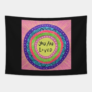 You Are Loved Rainbow Mandala Tapestry