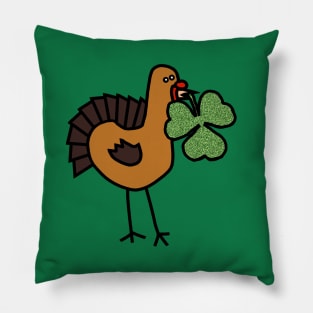 Thanksgiving Turkey with Shamrock for St Patricks Day Pillow