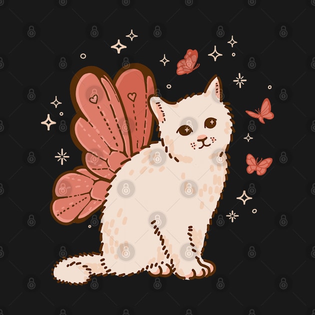 Fairycore Cute Butterfly Fairy Wings Cat Grunge Aesthetic by codeclothes